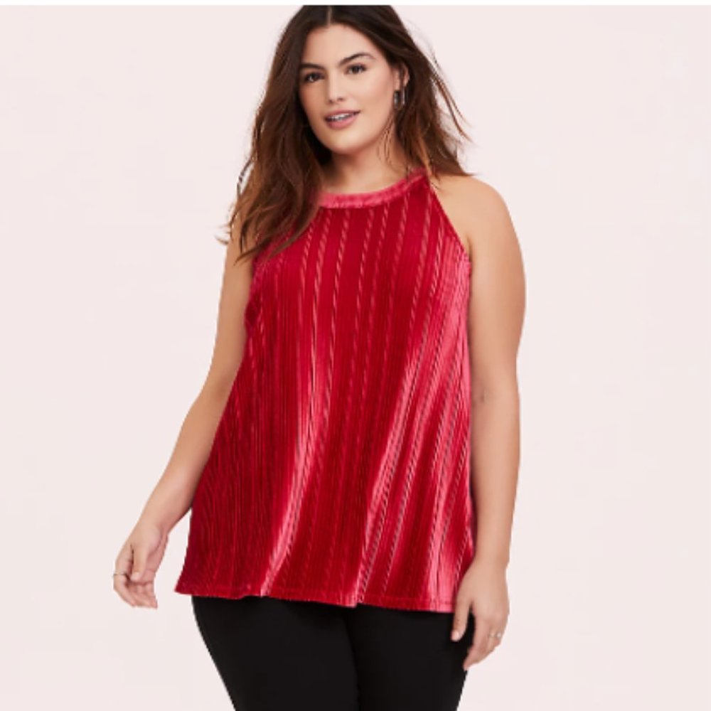 Torrid Pleated Velvet Halter Top L